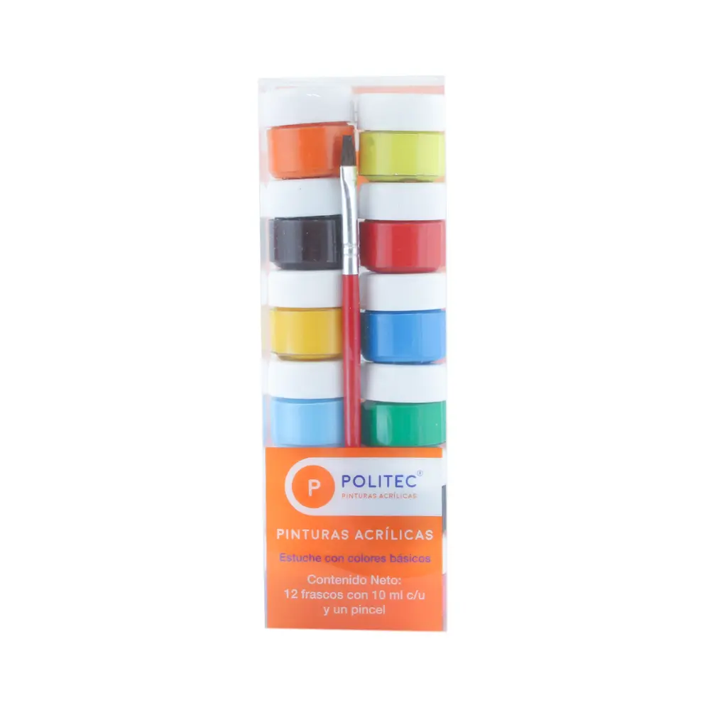 ESTUCHE SURTIDO CON 12 COLORES DE 10 ML + PINCEL